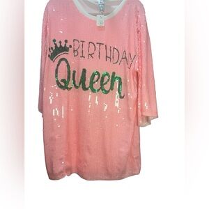 Women's Pink Sequin 'Birthday Queen'  Top